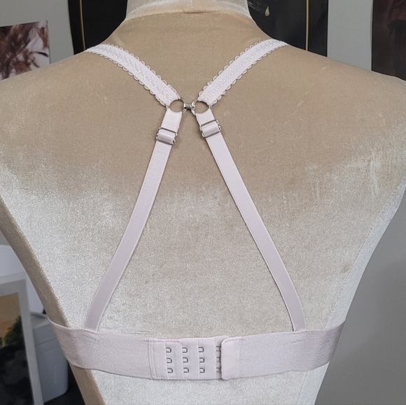 Pink Floral Lace Bralette Convertable Halter Racer Back Large La Vie en Rose - Picture 4 of 6